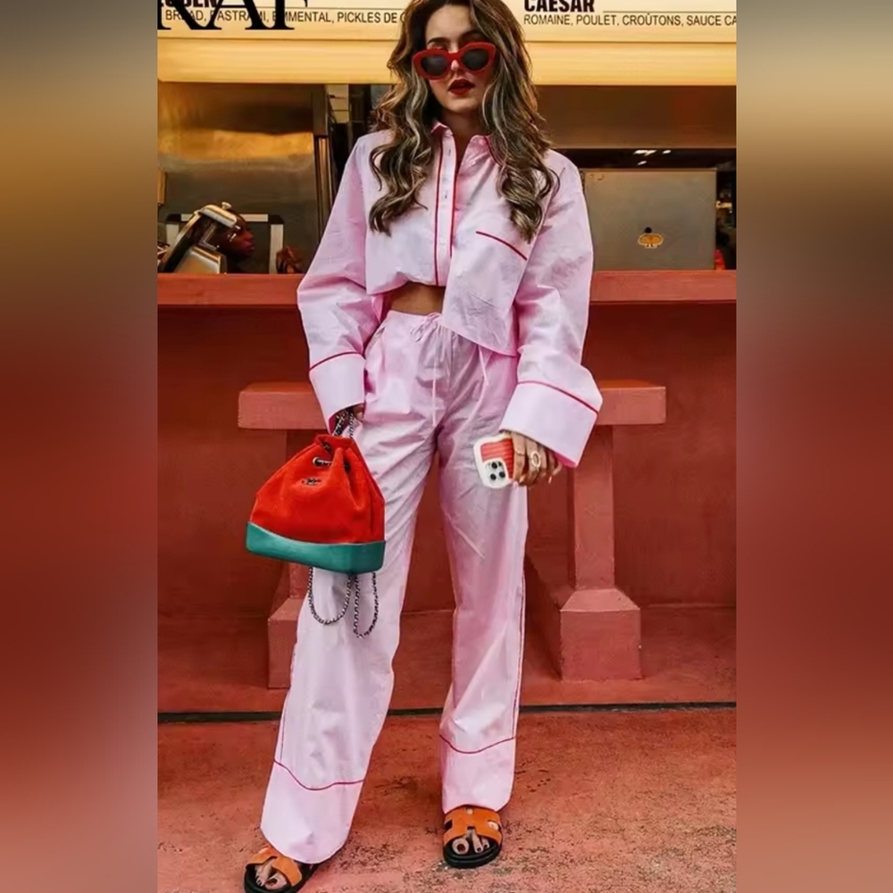 Pink Women's Pants & Top Set